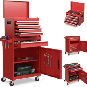 Caja de herramientas, carro de herramientas con ruedas bloqueables
